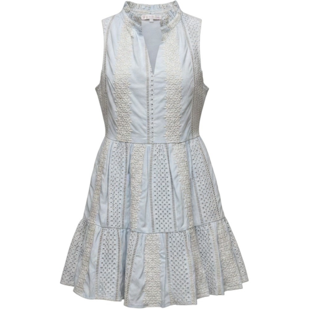 Karlie Sleeveless Eyelet Mini Dress Women Medium Light Blue‎ White Lace Coastal